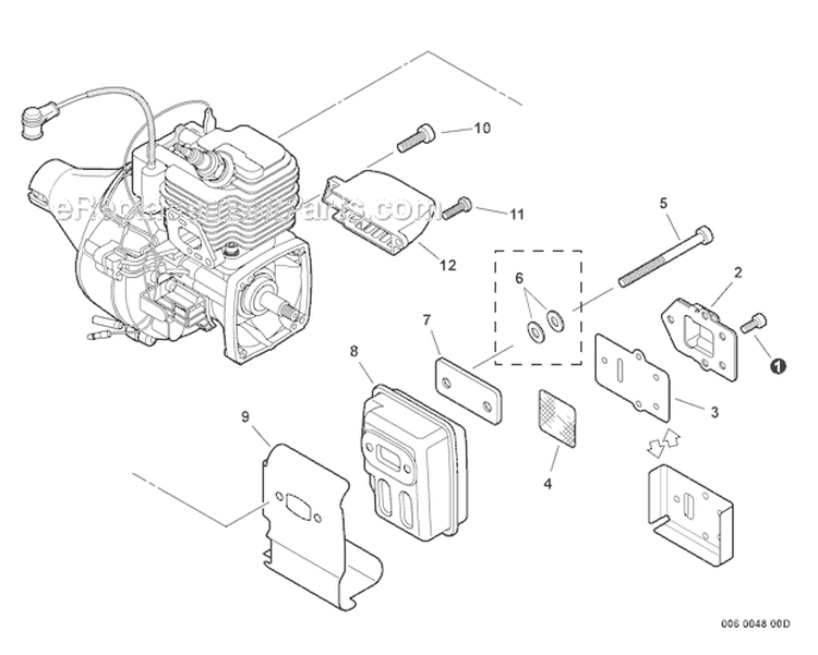 Exhaust Diagram and Parts List for GT-225I S08612001001-S08612999999 Echo Trimmer