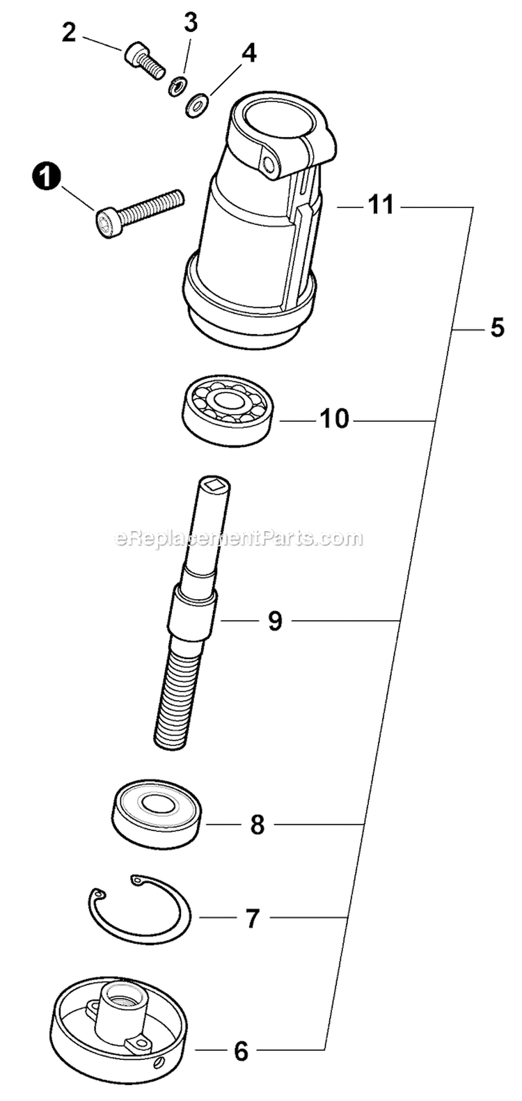 Gear Case Diagram and Parts List for GT-225I S54711001001-S54711999999 Echo Trimmer