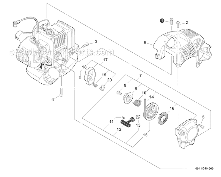 Engine Cover, Starter Diagram and Parts List for GT-225 S08612001001-S08612999999 Echo Trimmer