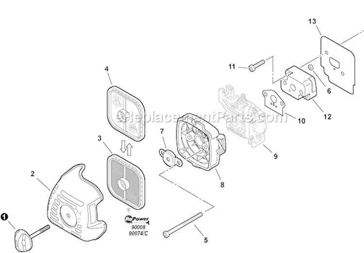 Page L Diagram and Parts List for GT-225 S09812001001-S09812999999 Echo Trimmer