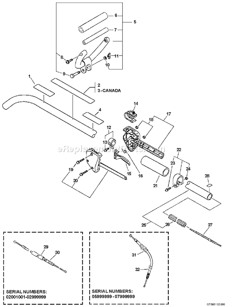 Page G Diagram and Parts List for GT-230 05006260 - 05007388 Echo Trimmer