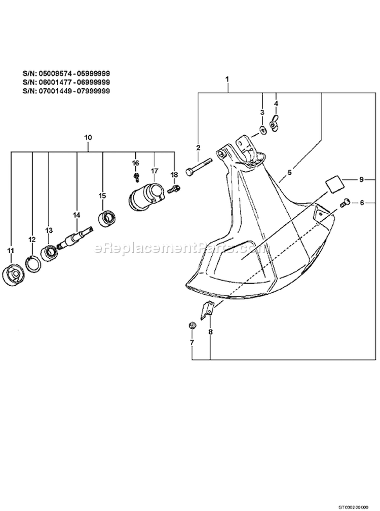 Page F Diagram and Parts List for GT-230 05002764 - 05006268 Echo Trimmer