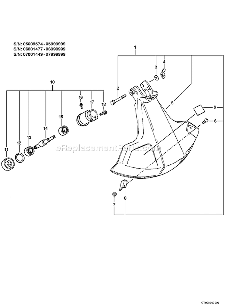 Page F Diagram and Parts List for GT-230 07001225 - 07001448 Echo Trimmer