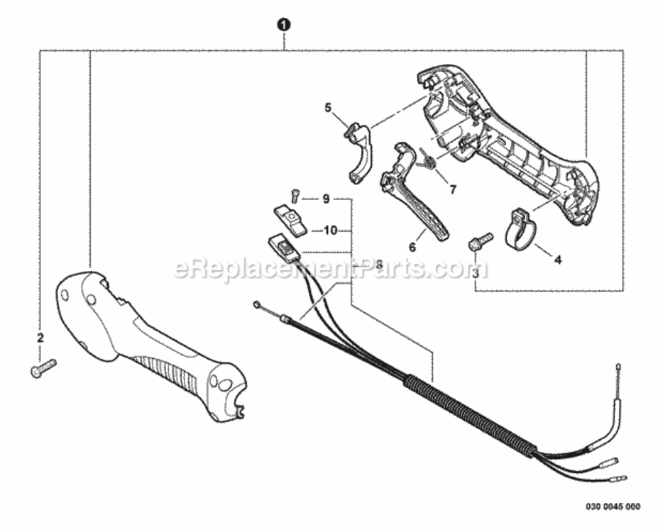 Control_Handle_Control_Cable_Assembly Diagram and Parts List for GT-230 S85811001001 - S85811999999 Echo Trimmer