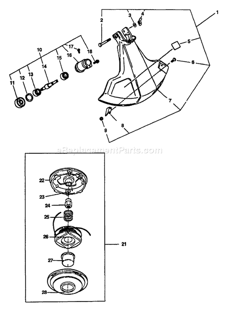 Page E Diagram and Parts List for GT-2400 Type 1E Echo Trimmer