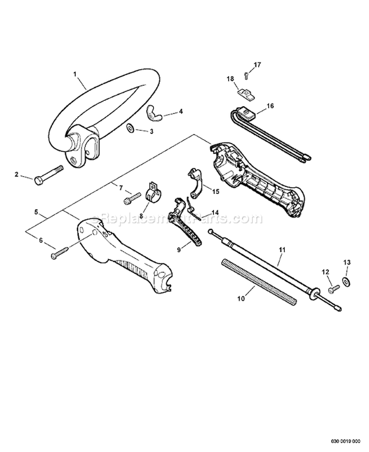 Page H Diagram and Parts List for GT-251 S72512001001 - S72512999999 Echo Trimmer