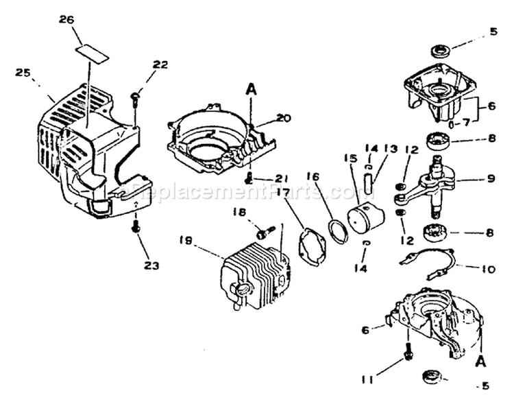 Page B Diagram and Parts List for HC-1001 001001 - 008000 Echo Hedge Trimmer