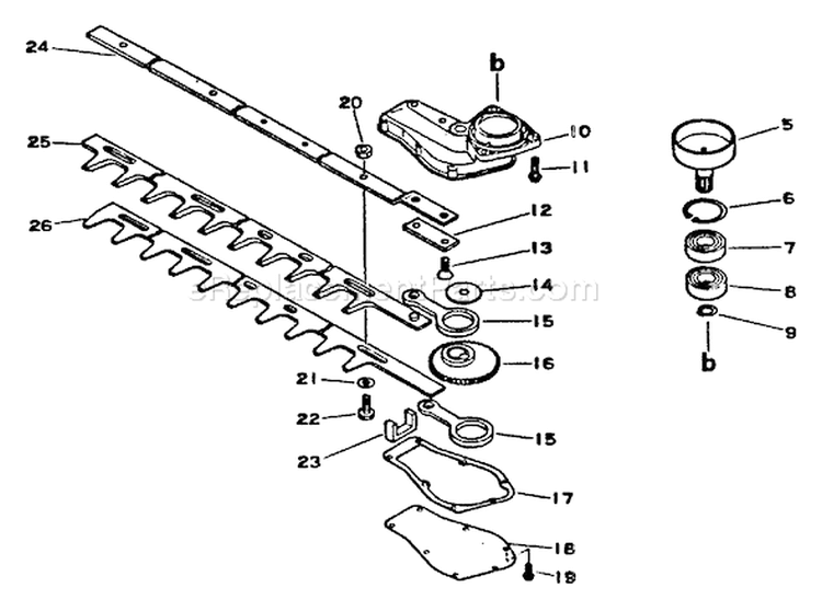 Page D Diagram and Parts List for HC-1001 001001 - 008000 Echo Hedge Trimmer