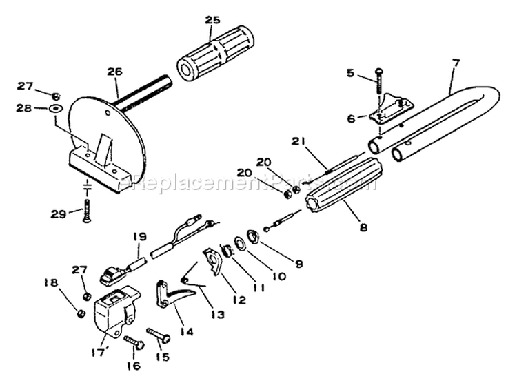 Page E Diagram and Parts List for HC-1001 001001 - 008000 Echo Hedge Trimmer