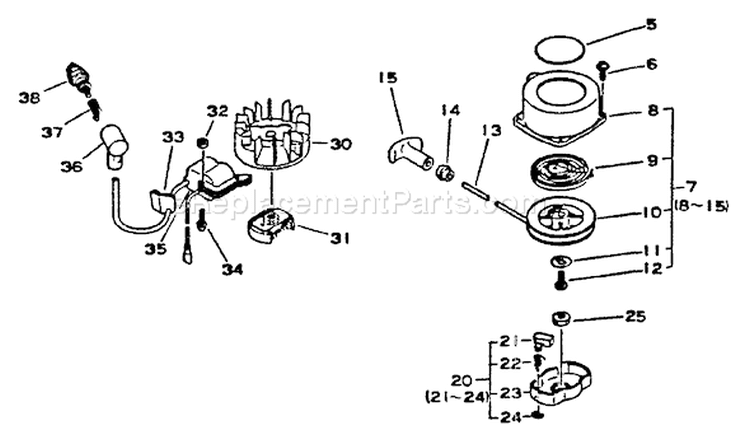 Page G Diagram and Parts List for HC-1001 001001 - 008000 Echo Hedge Trimmer