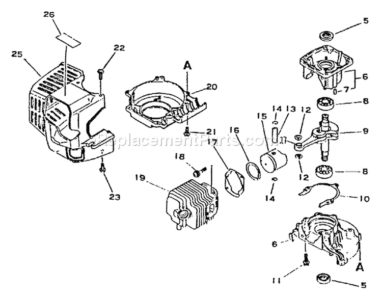Page B Diagram and Parts List for HC-1001 008001 - 017000 Echo Hedge Trimmer