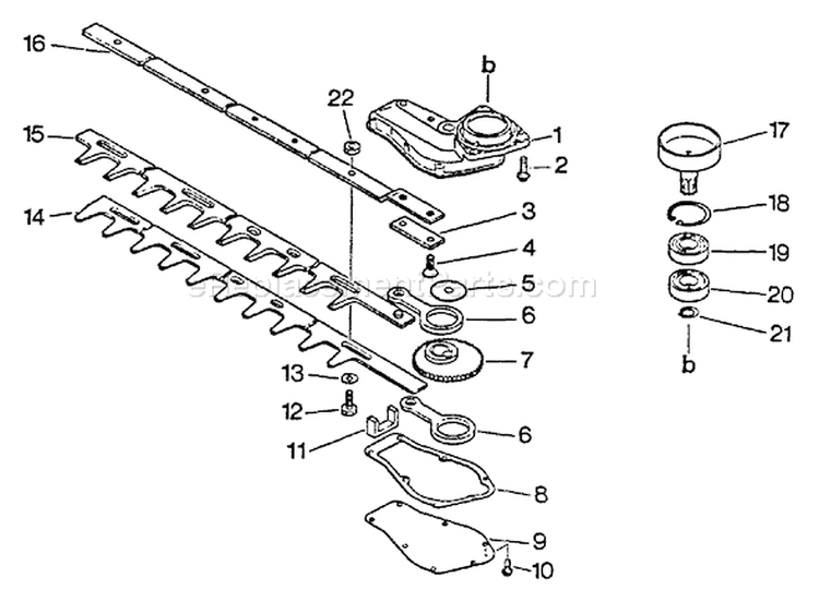 Page D Diagram and Parts List for HC-1001 017001 - 024000 Echo Hedge Trimmer