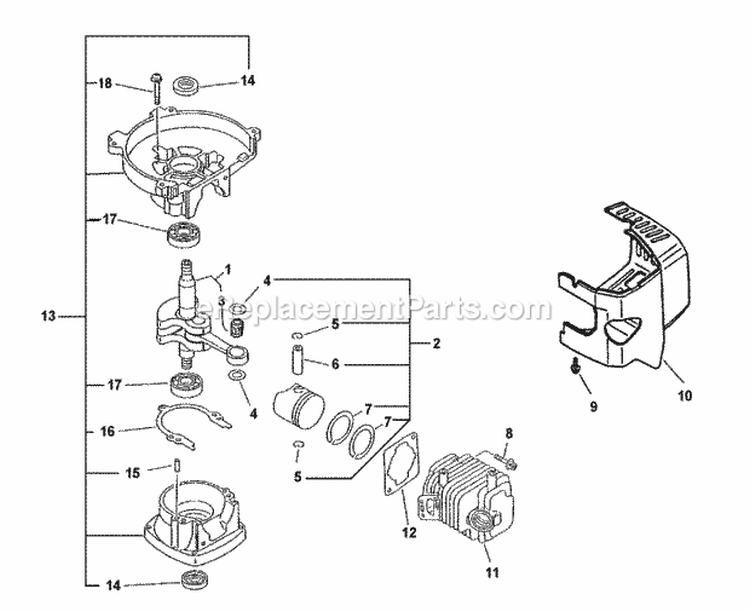Bar Assembly Diagram and Parts List for HC-1500  Echo Hedge Trimmer