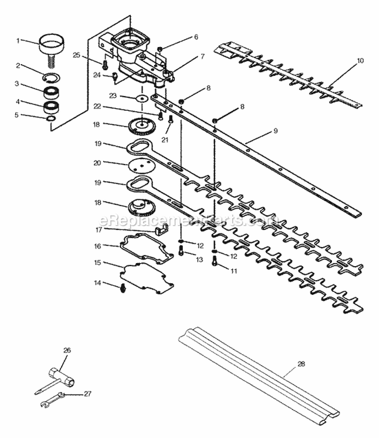 Gear Case Blades Tools Diagram and Parts List for HC-1500 Type 2E Echo Hedge Trimmer