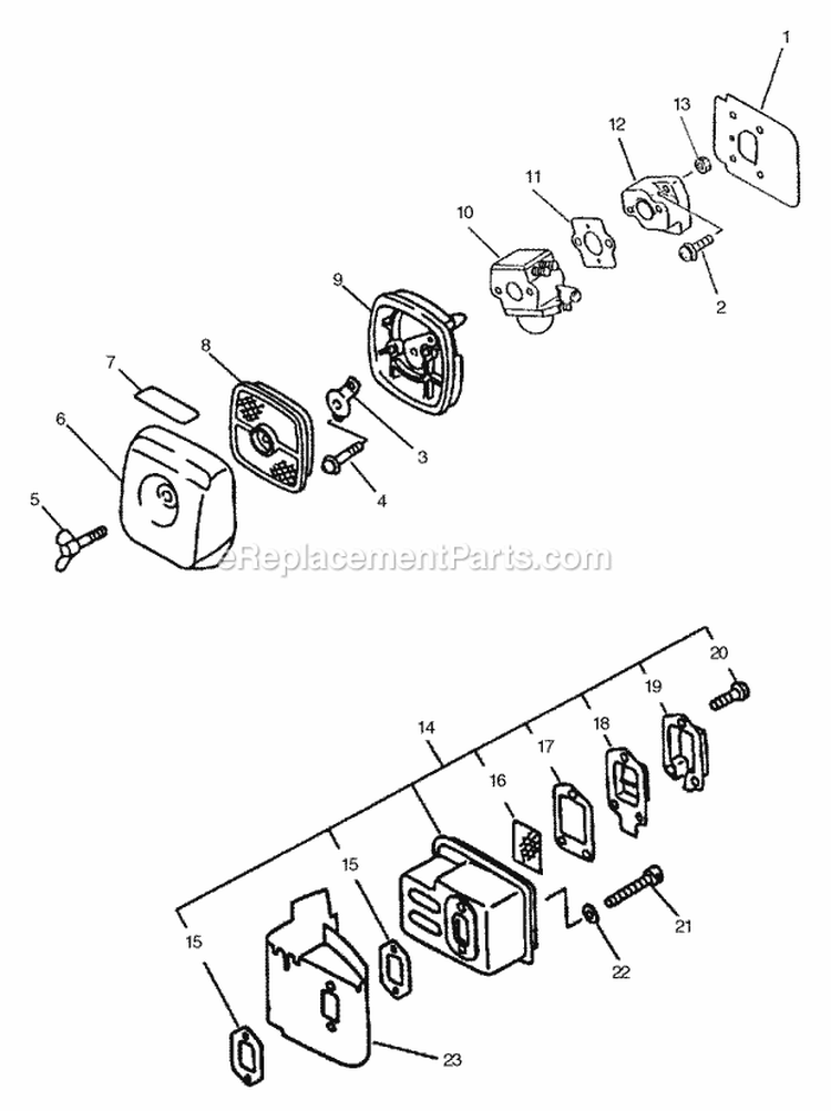 Intake Air Filter Exhaust Diagram and Parts List for HC-1500 Type 2E Echo Hedge Trimmer