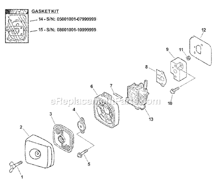 Page H Diagram and Parts List for HC-150I 08001001 - 08999999 Echo Hedge Trimmer
