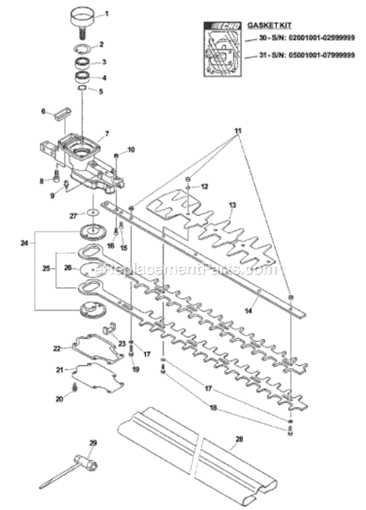 Page B Diagram and Parts List for HC-150I 09001001 - 09999999 Echo Hedge Trimmer