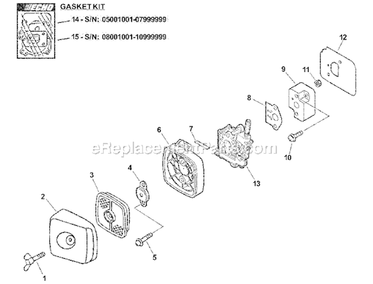 Page H Diagram and Parts List for HC-150I 09001001 - 09999999 Echo Hedge Trimmer