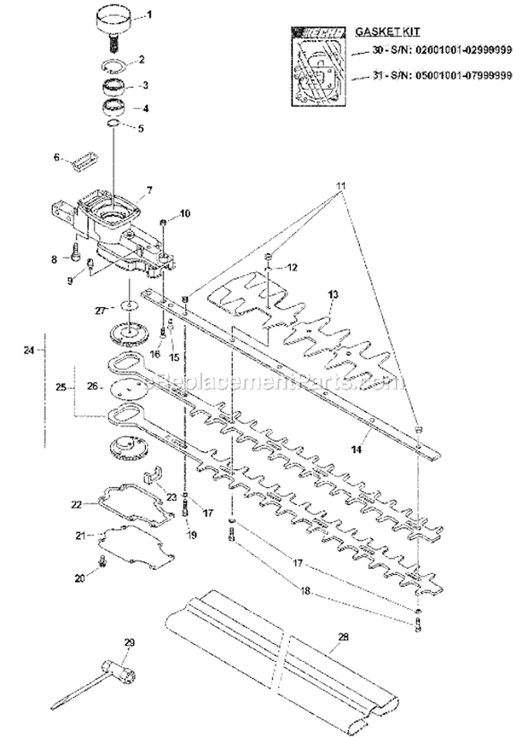Page B Diagram and Parts List for HC-150I 10001001 - 10999999 Echo Hedge Trimmer