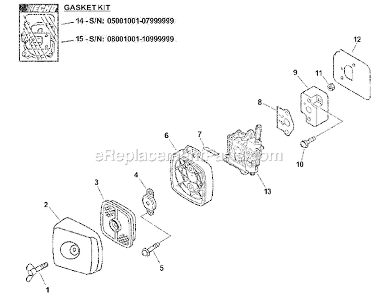 Page H Diagram and Parts List for HC-150I 10001001 - 10999999 Echo Hedge Trimmer