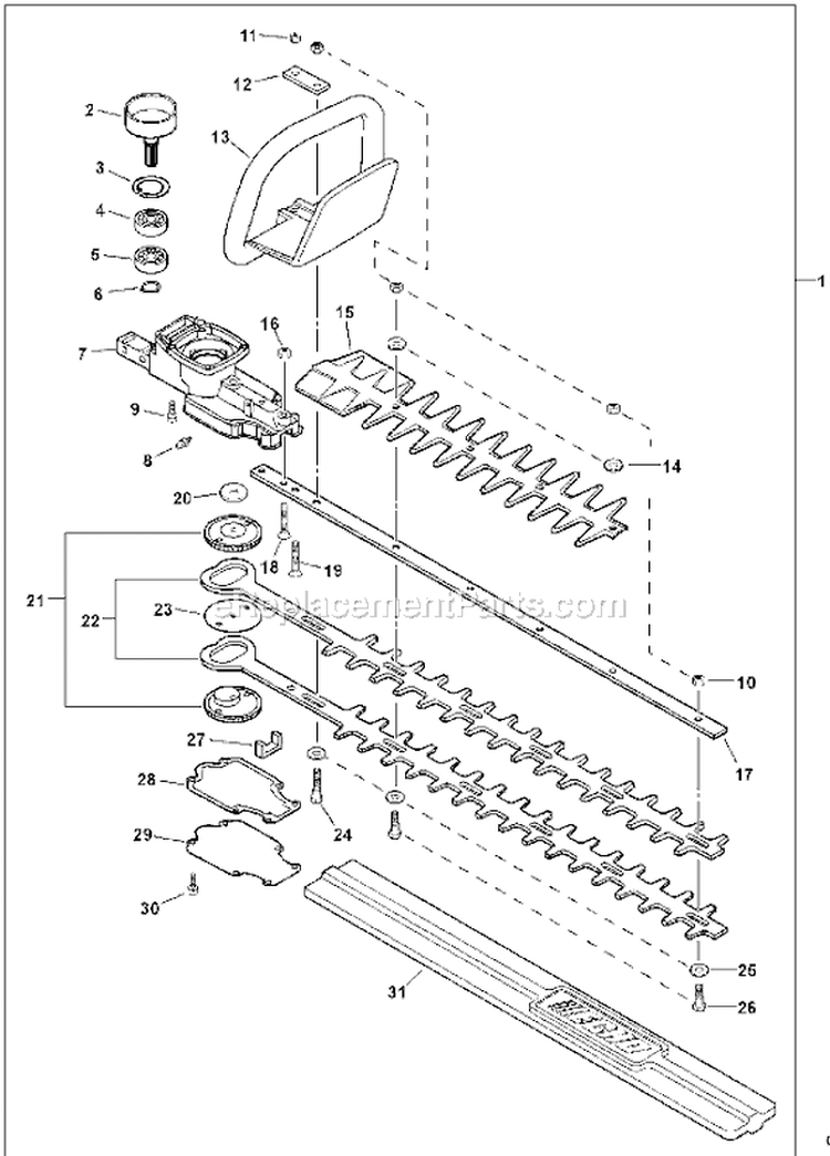 Page H Diagram and Parts List for HC-150I S69911001001 - S69911999999 Echo Hedge Trimmer