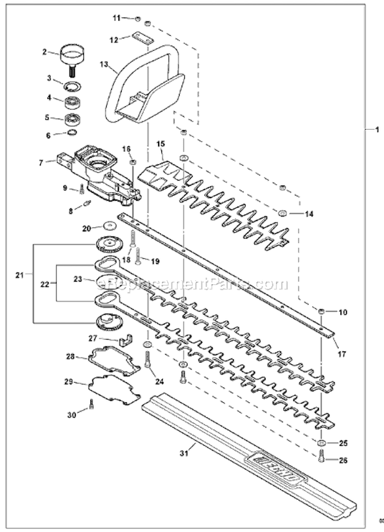 Page H Diagram and Parts List for HC-150I S76312001001 - S76312999999 Echo Hedge Trimmer