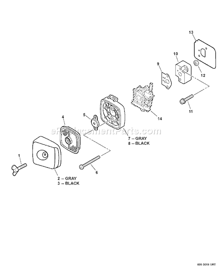 Page J Diagram and Parts List for HC-150 S76112001001 - S76112999999 Echo Hedge Trimmer