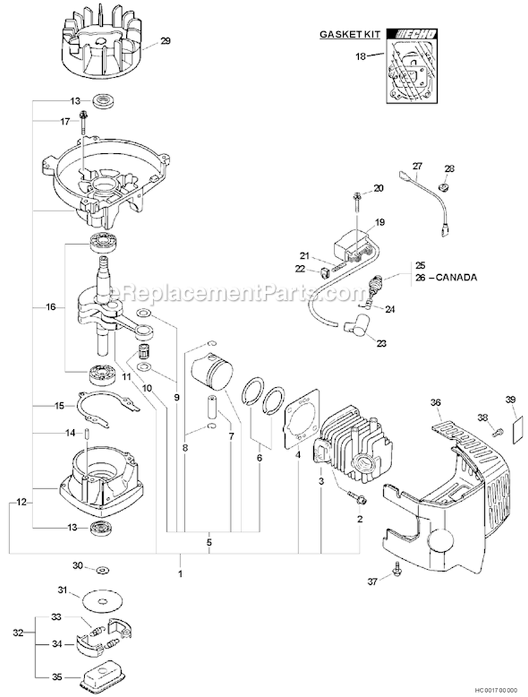Page D Diagram and Parts List for HC-150I 07001001 - 07999999 Echo Hedge Trimmer