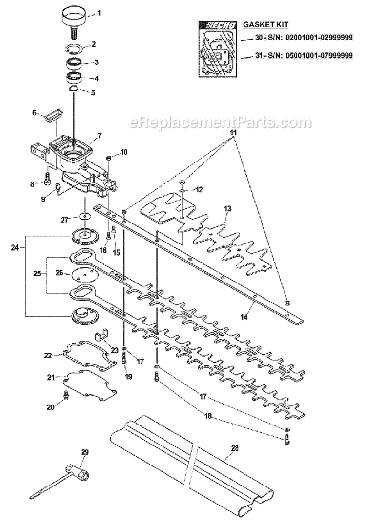 Page C Diagram and Parts List for HC-151I 06001001 - 06999999 Echo Hedge Trimmer