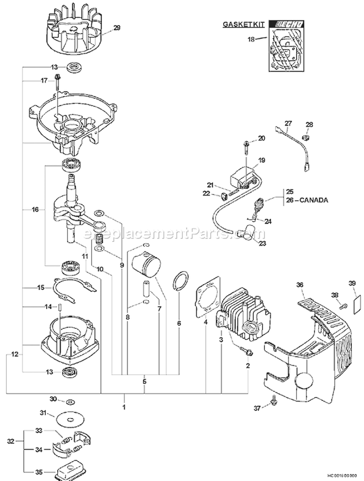 Page C Diagram and Parts List for HC-150 10001001 - 10999999 Echo Hedge Trimmer