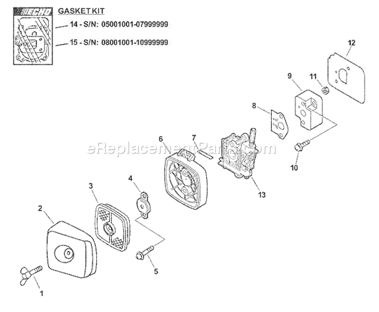 Page G Diagram and Parts List for HC-150 10001001 - 10999999 Echo Hedge Trimmer