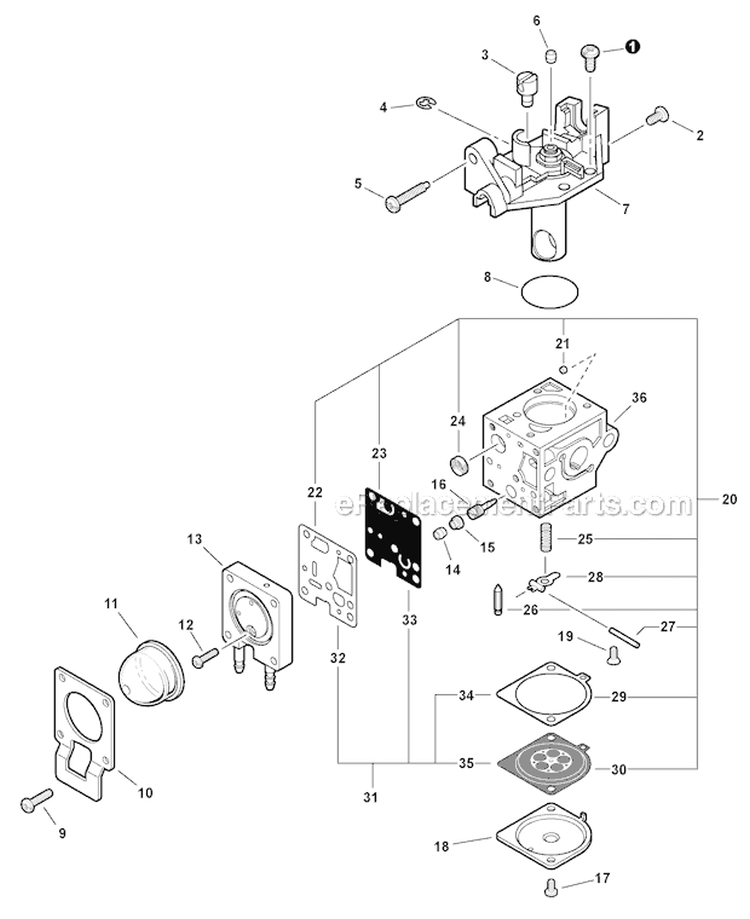 Carburetor Diagram and Parts List for HC-152 S94012001001-S94012999999 Echo Hedge Trimmer