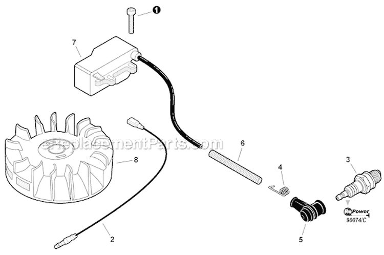 Ignition Diagram and Parts List for HC-152 S94012001001-S94012999999 Echo Hedge Trimmer