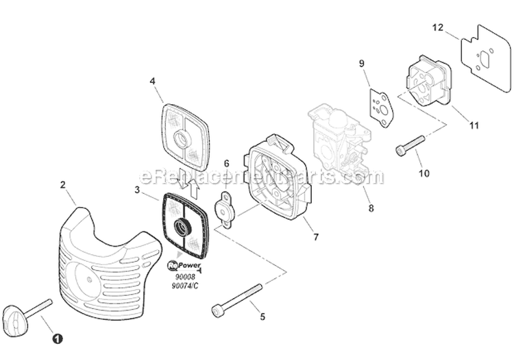 Intake Diagram and Parts List for HC-152 S94012001001-S94012999999 Echo Hedge Trimmer