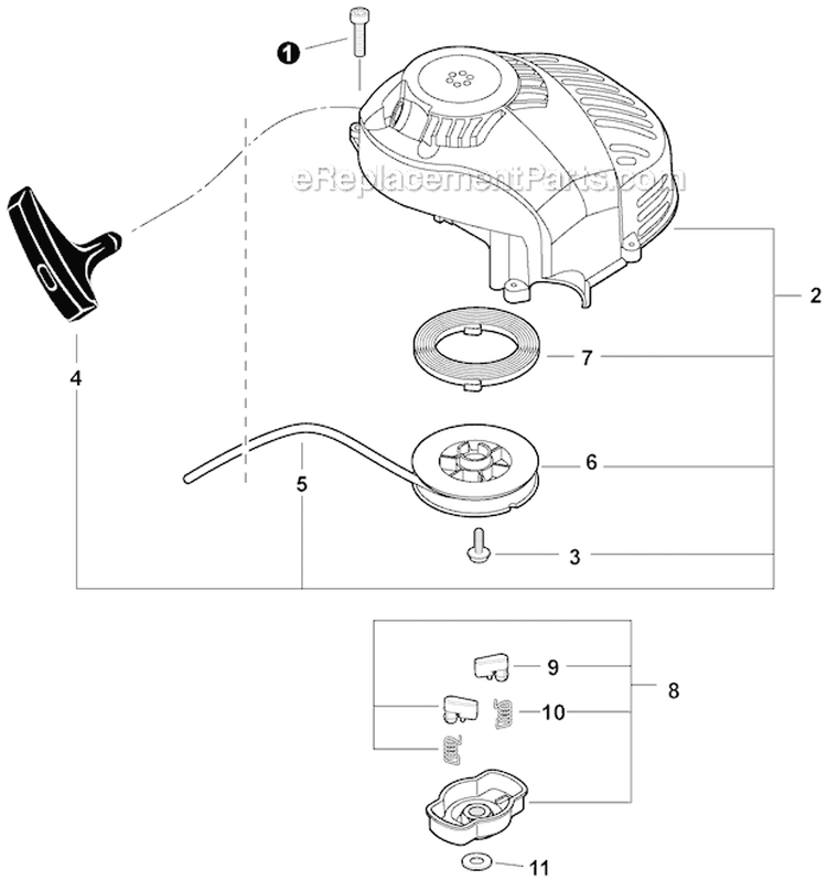 Starter Diagram and Parts List for HC-152 S94111001001-S94111999999 Echo Hedge Trimmer