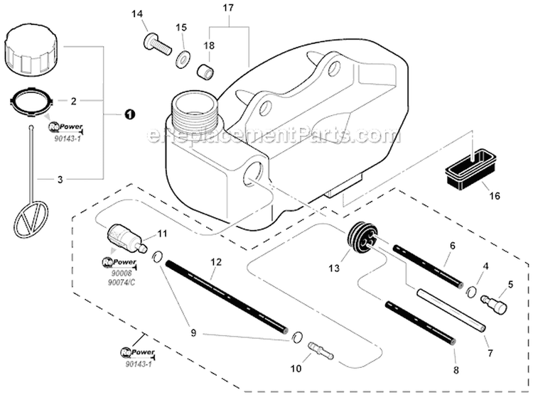 Fuel System Diagram and Parts List for HC-152 S94111001001-S94111999999 Echo Hedge Trimmer