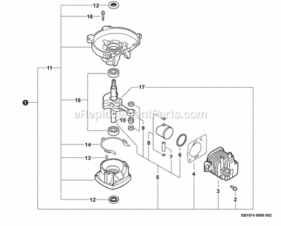 Engine_Short_Block_--_Sb1074 Diagram and Parts List for HC-152 S95026001001 - S95026999999 Echo Hedge Trimmer
