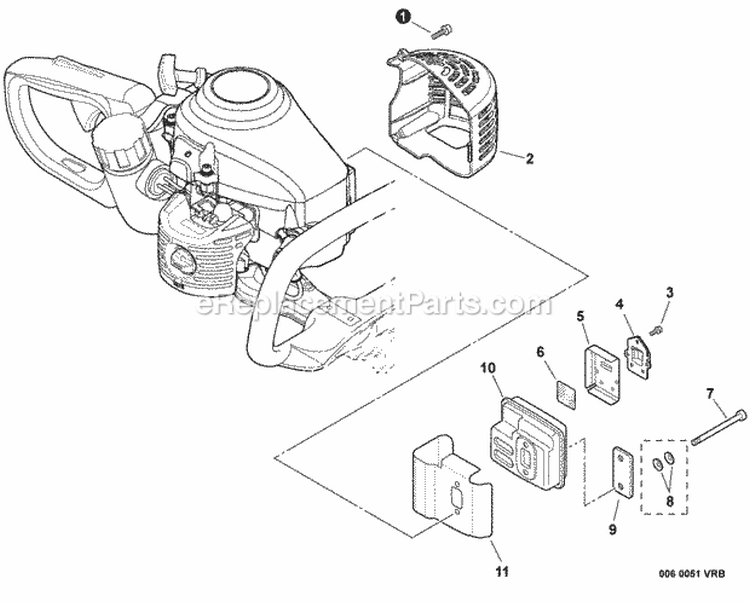 Exhaust Diagram and Parts List for HC-155 S76212001001-S76212999999 Echo Hedge Trimmer