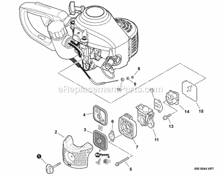 Intake Diagram and Parts List for HC-155 S83713001001-S83713999999 Echo Hedge Trimmer