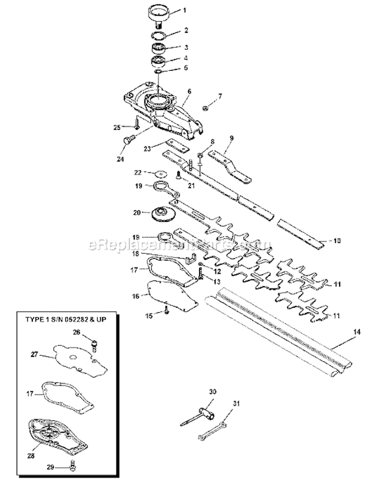 Page G Diagram and Parts List for HC-1600 Type 1 Echo Hedge Trimmer