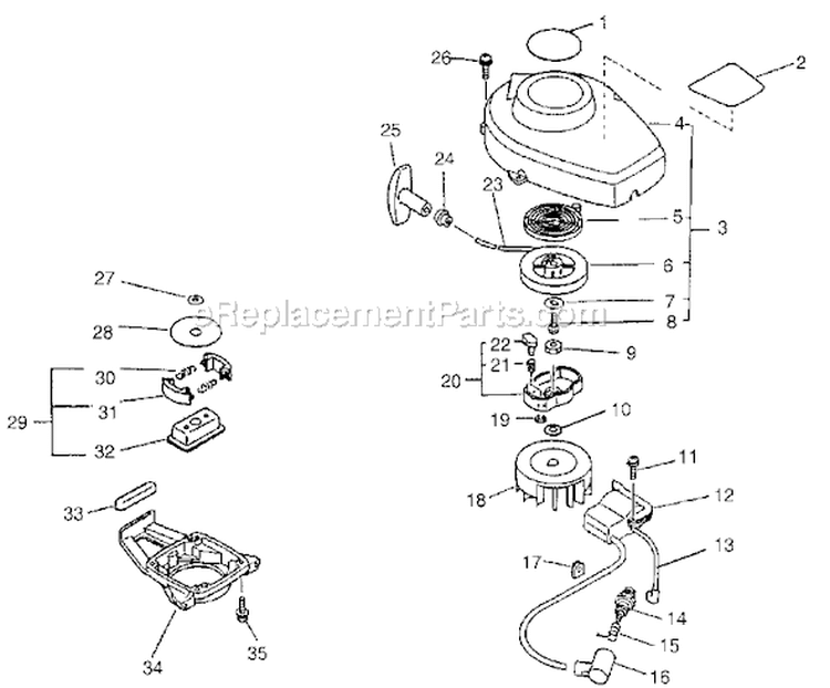 Page F Diagram and Parts List for HC-1600 Type 1E Echo Hedge Trimmer