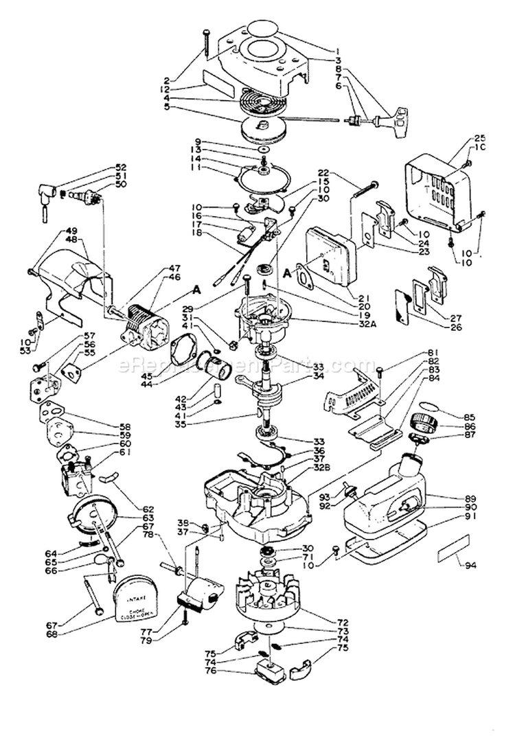 Page B Diagram and Parts List for HC-160A  Echo Hedge Trimmer