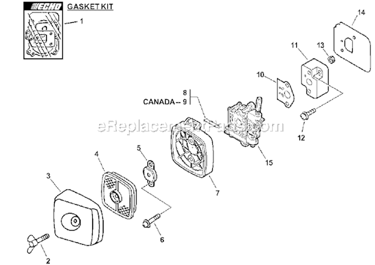 Page E Diagram and Parts List for HC-160 10001001 - 10999999 Echo Hedge Trimmer