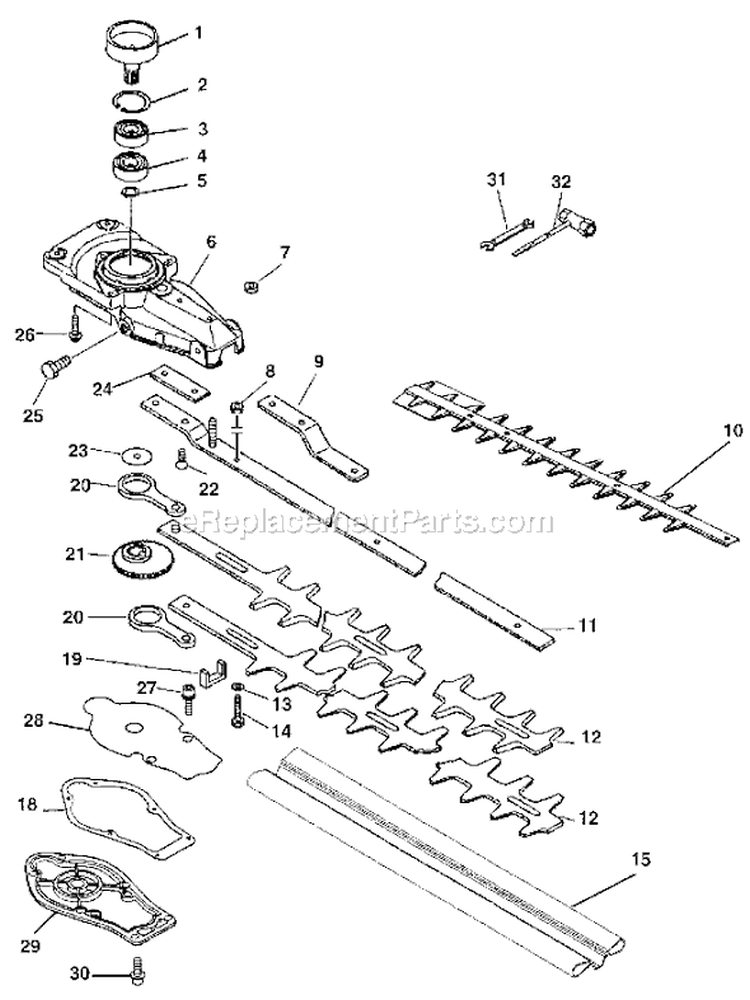 Page D Diagram and Parts List for HC-1800 TYPE 1E Echo Hedge Trimmer