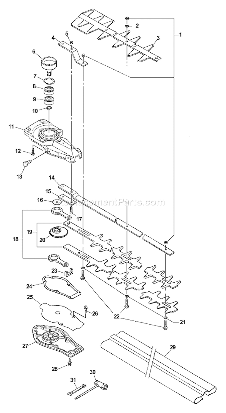 Page D Diagram and Parts List for HC-180 08001001 - 08999999 Echo Hedge Trimmer