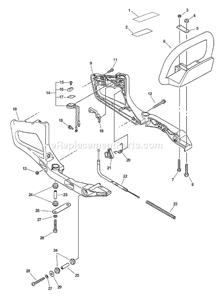 Page E Diagram and Parts List for HC-180 08001001 - 08999999 Echo Hedge Trimmer