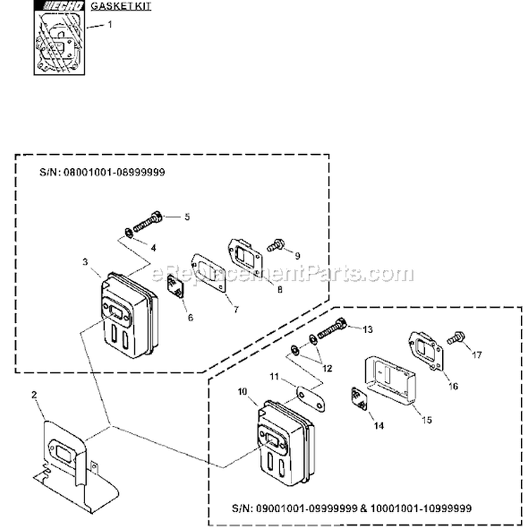 Page C Diagram and Parts List for HC-180 09001001 - 09999999 Echo Hedge Trimmer