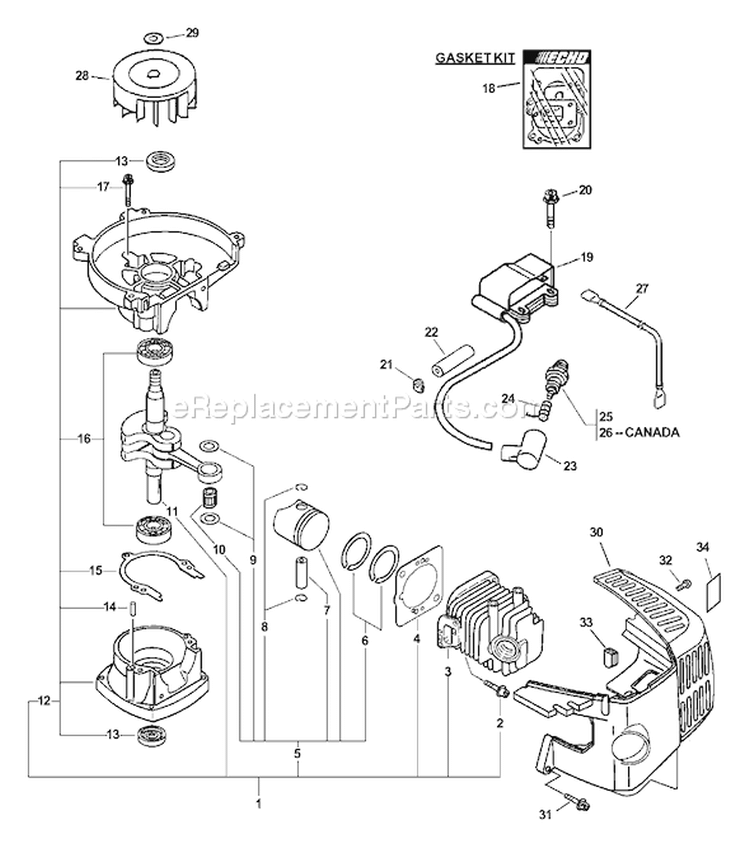 Page C Diagram and Parts List for HC-181 06001001 - 06999999 Echo Hedge Trimmer