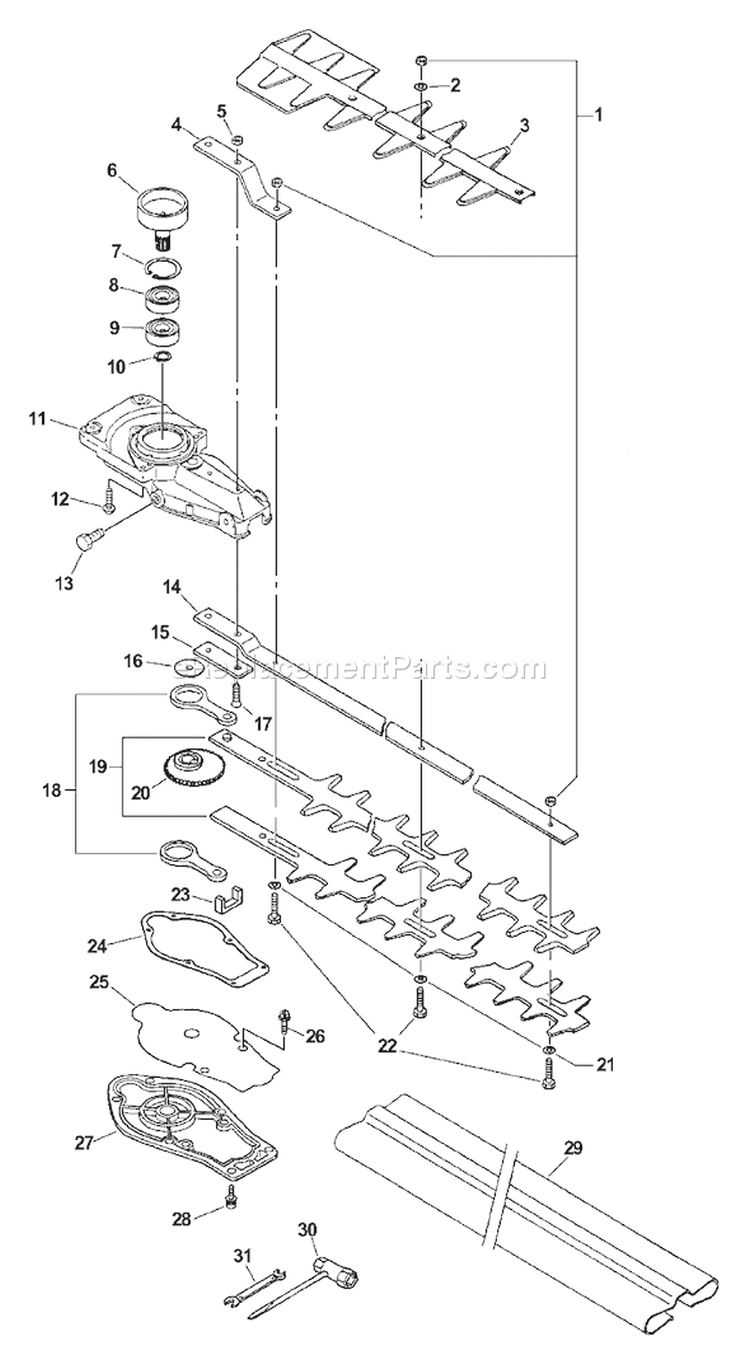 Page E Diagram and Parts List for HC-181 06001001 - 06999999 Echo Hedge Trimmer