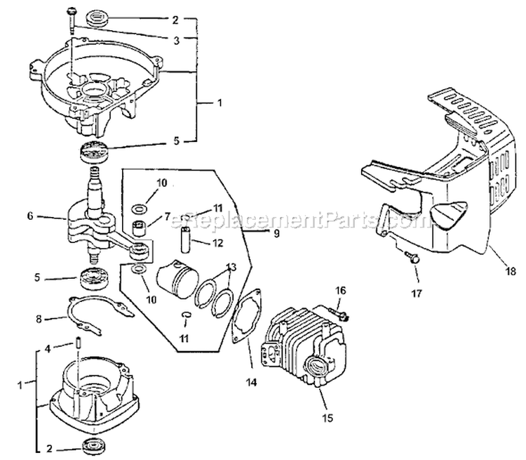 Page D Diagram and Parts List for HC-2000 Type 1 Echo Hedge Trimmer